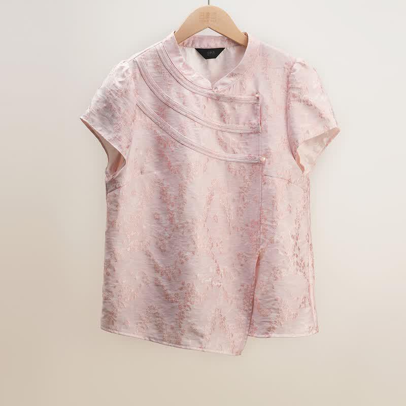 Bailuyu Women s New Chinese Style Jacquard Stand-Collar Shirt S