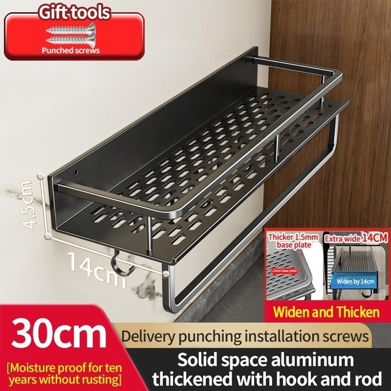 Aluminum Kitchen Wall-Mounted Spice Storage Rack Condiment Rack Multifunctional Household Utensil Rack Kitchen Hanging Organizer