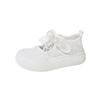 Spring Breathable Children Casual Canvas Shoes for Girls with Lace Bowtie Soft Sole Anti-slippery Toddler School Shoes White