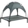 Elevated Dog Bed with Canopy, Pet Bed, Outdoor Dog Lounger with Roof, Breathable, Taffeta Fabric for Camping Gray 76 X 61 X 73 Cm