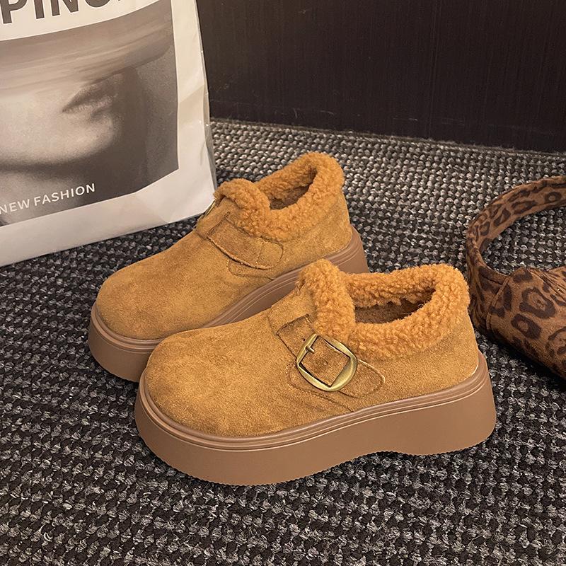 

Women s lightweight comfortable thick soled winter warm snow boots padded lining non-slip shock absorption wear casual sports fur cotton boots 35