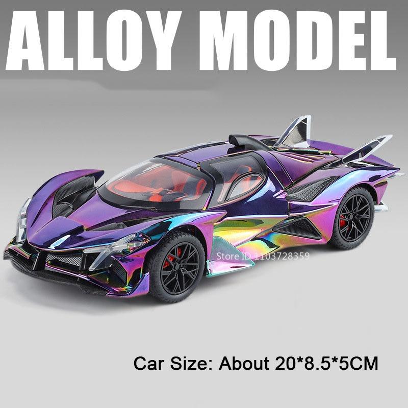 1:24 Apollo Evo Ie Supercar Model Speelgoed Legering Diecast Miniatuur Sportwagens Geluid Licht Deuren Geopend Pull Back Voor Kinderen Cadeaus