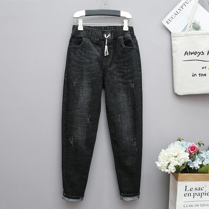 Spring Summer Fashion Women Large Casual Loose Female Elastic Waist Oversize Jean Trousers Jeans Wild Pants