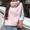 Vestă elegantă, caldă de iarnă, pentru femei, mărimea S, din blană artificială de nurcă, cu gât înalt, fără mâneci