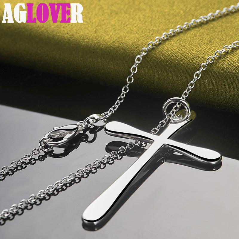 925 Sterling Silver Long Cross Pendant Necklace Jewelry