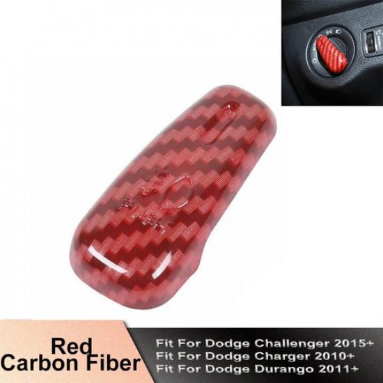 Headlight Switch Button Trim Cover for Dodge Charger 10+Durango 11+ Red Carbon