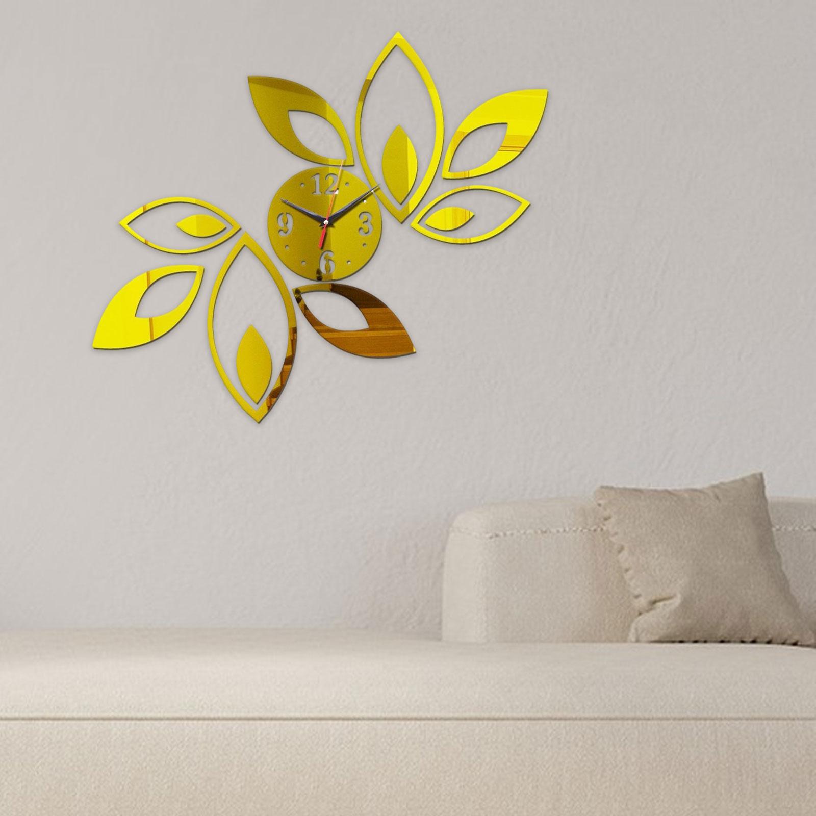 

Acrylic Mirror Wall Clock Mirror Stickers, Large, Minimalist for Coffee Shop, Living Room, Commercial золотий