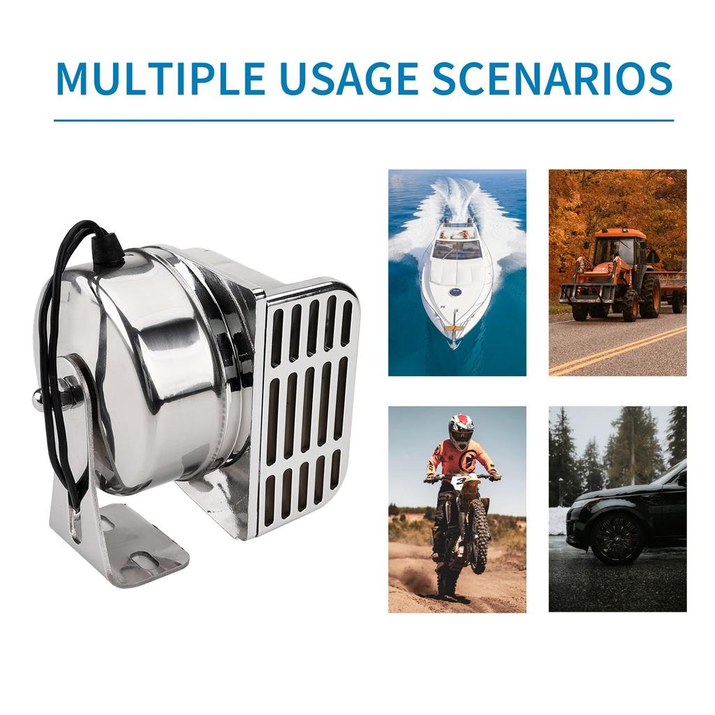 ALLREY 12V Marine Snail Electric Horn 304 Stainless Steel Super Loud Car Horn Waterproof Warning Electric Horn For Speedboat Car