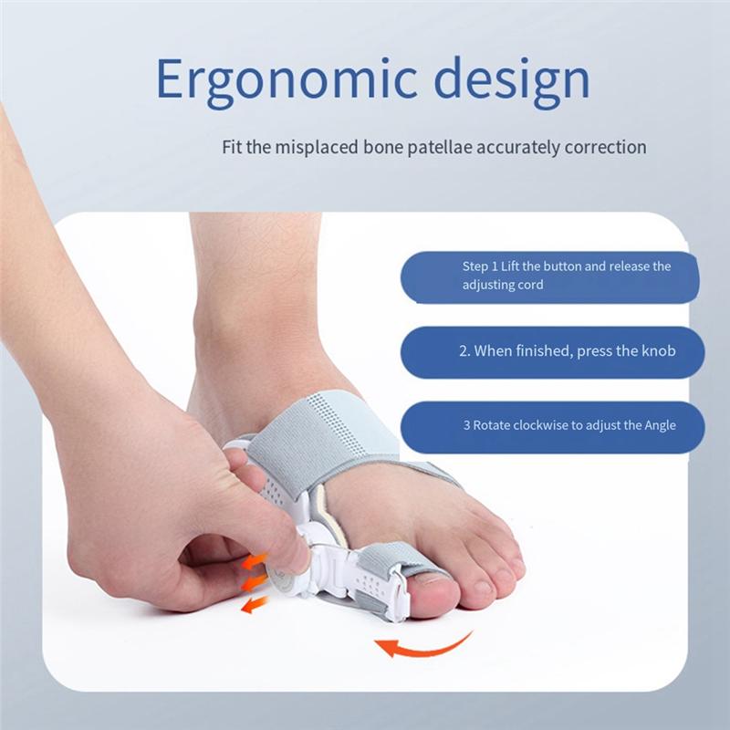 A65T-Bunion Corrector For Women Men, Adjustable Knob Double Correction Separator For Splints Hammer Toe Straightener