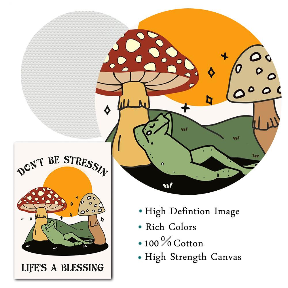 You Are Exactly Funny Mushroom Poster Retro 70s Groovy Hippie Ball Dancing Frogs Canvas Painting Wall Art Pictures Home Decor