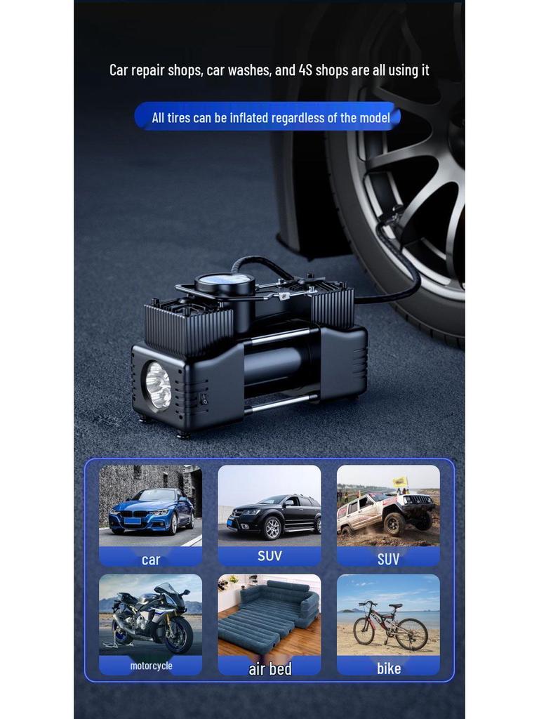 Dual-Cylinder High-Power Electric Car and Home Tire Inflator