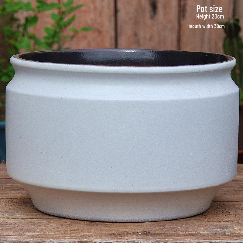 Extra Large White Ceramic Pot: European Style Succulent and Flower Pot for Courtyard Landscaping with Rough Texture and Large Caliber.