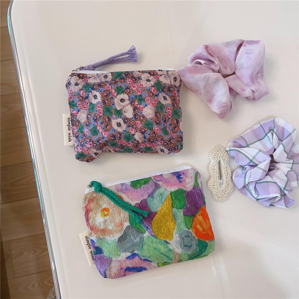 

Портмоне на молнии с цветочным принтом, косметичка, портативные сумки для женщин 9