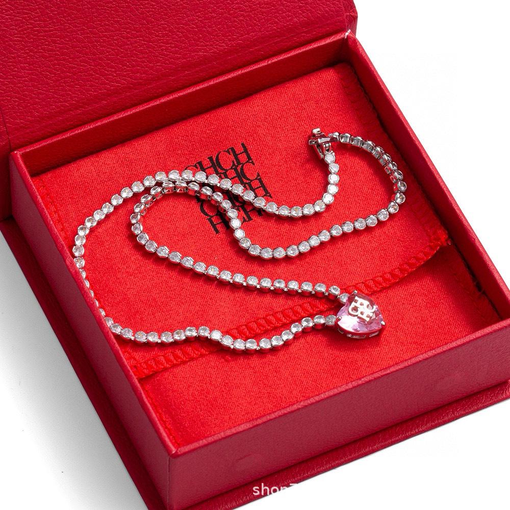 Elegant Zircon Heart Pendant Necklace - Delicate Collarbone Chain with Sparkling Charm