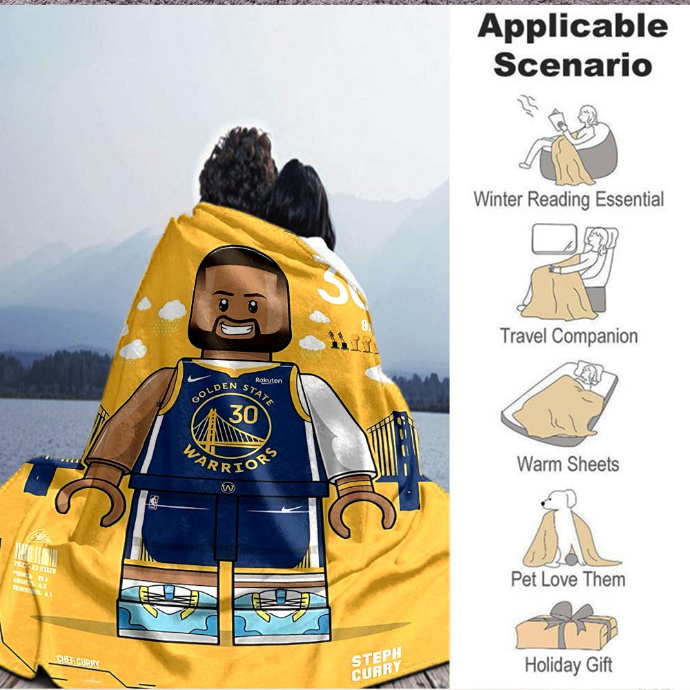 1pc Golden State Warriors Flannel Blanket, Soft Skin Friendly with Digital Printing, Various Sizes Available for Family, Friends, Birthday