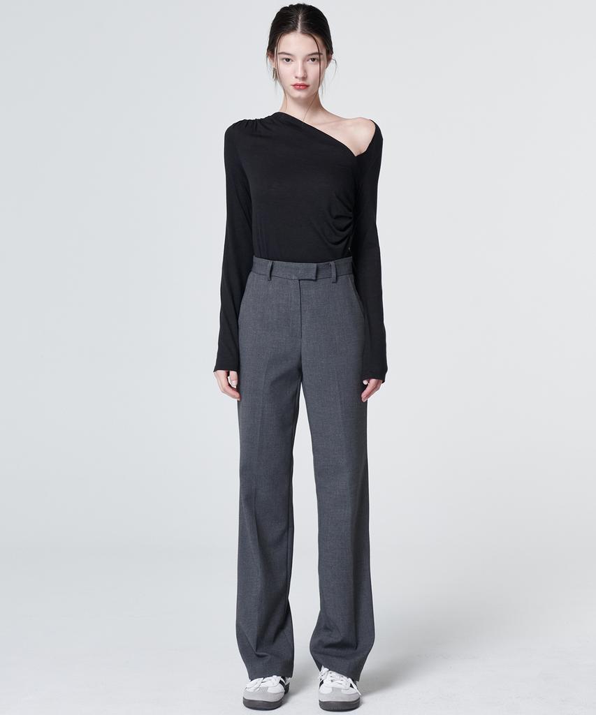 MALOUPE 2143 Stretch Straight Fit Pants (Dark Gray)