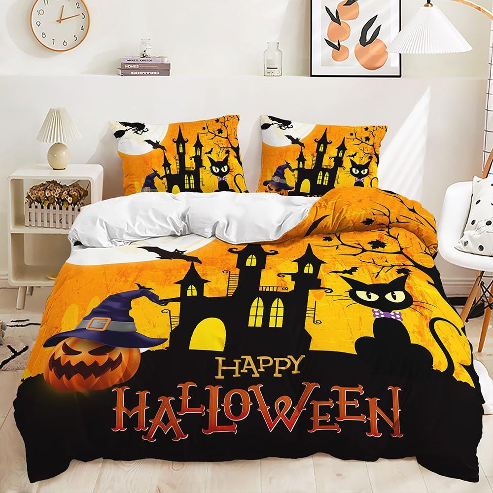 Halloween Bed Three-piece Decoration Funny Theme, Digital Printing