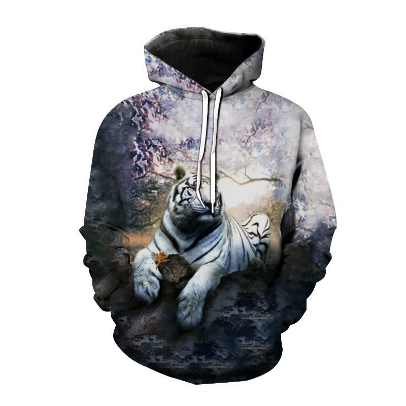 Autumn New Men's Animal Tiger Sweatshirts 3D Printed animal Hoodies Sports hoodie loose long sleeve pockets Fashion Hoodie