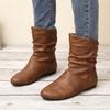 Short Boots New Short Pleated Stacking Boots Flat Bottom Versatile Short Boots Women