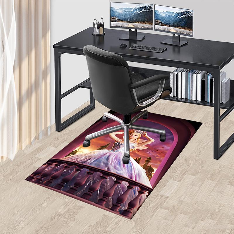 

Fairy Tale, Princess Pattern Polyester Office Carpet Chair Mats, Home Decor Dormitory Floor Protector with Anti-Skid Backing, Large Area Cov 60cm by 90cm
