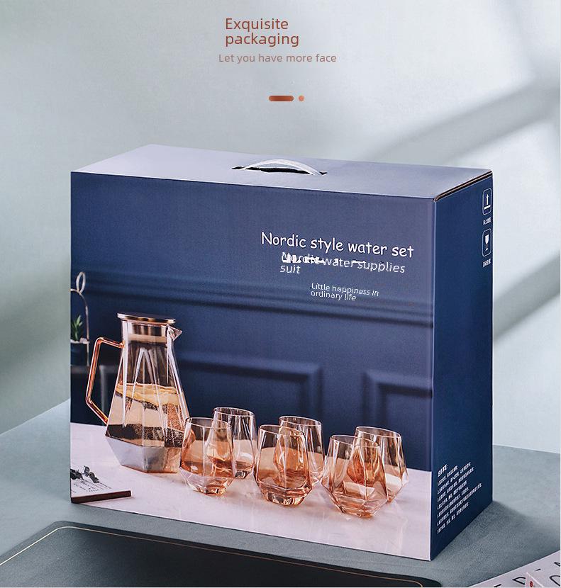 Set cadou cu apă din pahar: Fierbător, cești și ceașcă de ceai pentru casă și sufragerie