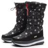 Winter snow boots women's tall cotton boots winter thickened waterproof and non-slip piled large size cotton shoes thickened