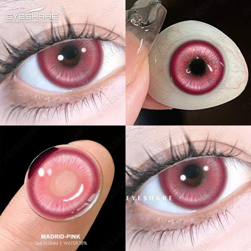 Eyeshare Colored Contact Lenses Cosplay Anime Character Eye Makeup Lenses Red Halloween Carnival Night Contact Lenses Purple Beauty Soft Lenses 1 Pair