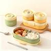 850ML Sealed 304 Stainless Steel Insulated Lunch Box Kids Students 2 Grids Portable Lunch Container With Handle Microwave Safe