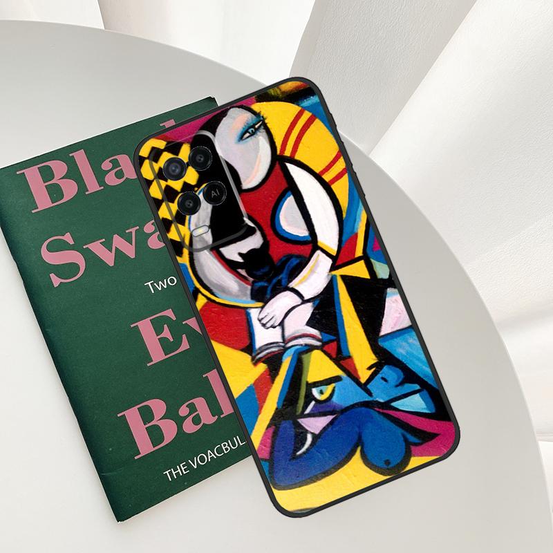 Picasso Abstract painting Art Case For Oppo A54 A74 A94 A54S A57S A15 A16 A17 A52 A72 A76 A96 A58 A78 A98 A77 A5 A9 Cover