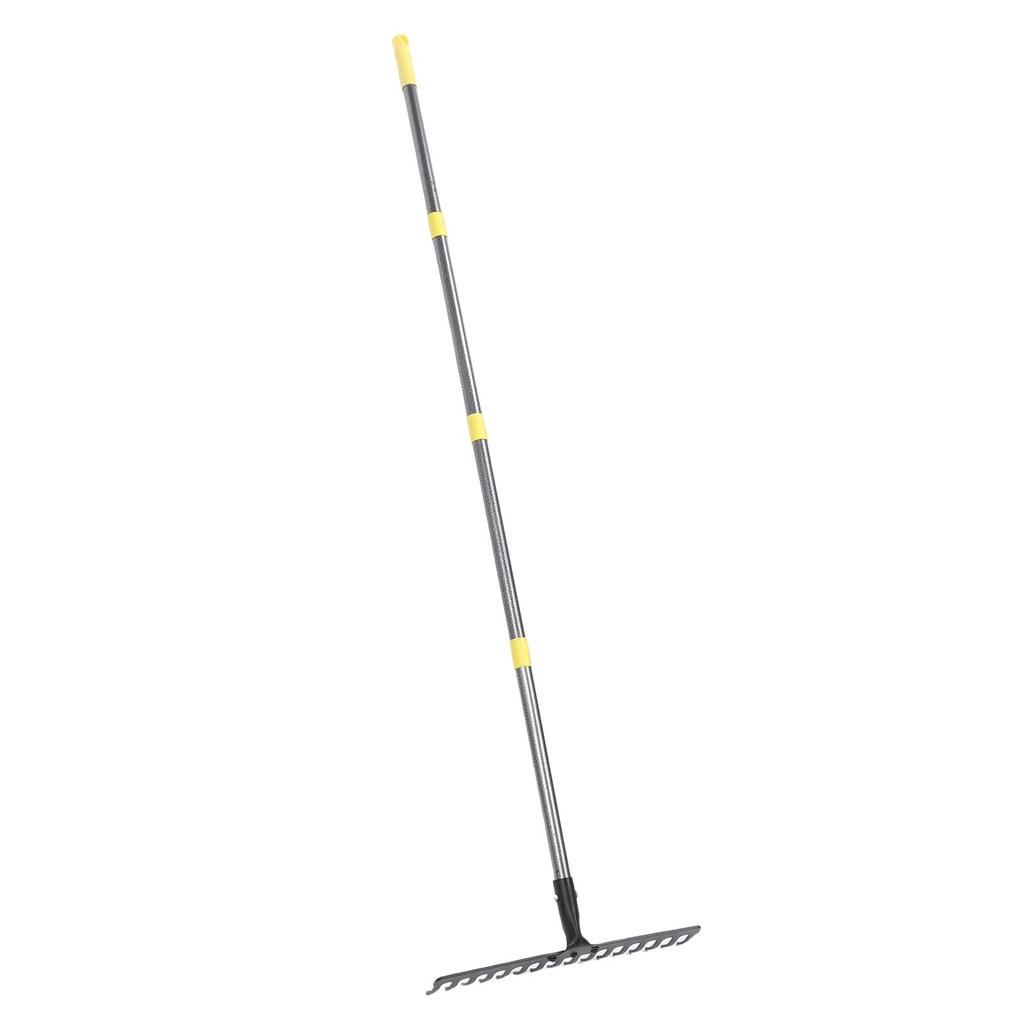 17 Tines Garden Rake 5.4ft Length Heavy Duty Metal Yard Thatching Bow Rake for Loosening Leveling Soil Leaves Grass