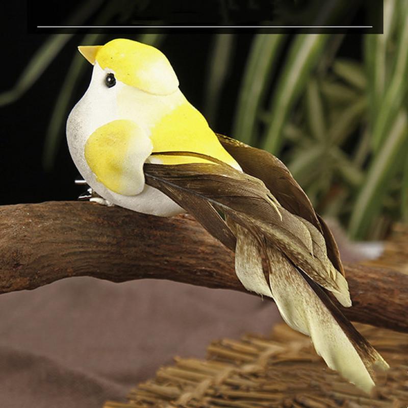 12 buc/lot Păsări de Simulare Ornament de Grădină Meșteșuguri Păsări Artificiale Colorate Pene cu Cleme Sârmă de Fier Decorațiune Curte LS