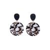 Leopard Print Round Brown Printed Acrylic Earrings, Autumn And Winter Creative Design Sense Fashion Temperament Earrings Women