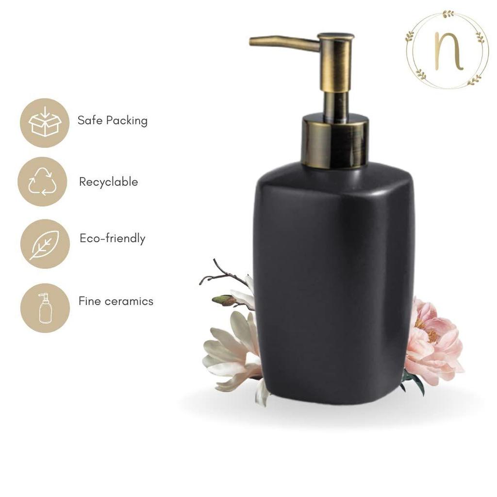 Shampoo Dispenser for Bathroom | Soap Dispenser for Kitchen | Handwash Bottle for Wash-Basin | Liquid Dispenser | Bathroom Accessories | 380ml (Black)