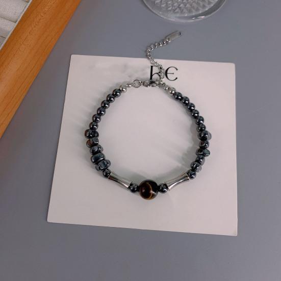 Unisex Bracelet Promotion Imply Joint Smooth Adjustable Extended Length Bamboo Bead Stainless Steel Lightweight