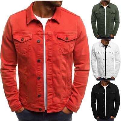 Veste en jean décontractée pour homme, couleur unie, cardigan à boutons, printemps et automne