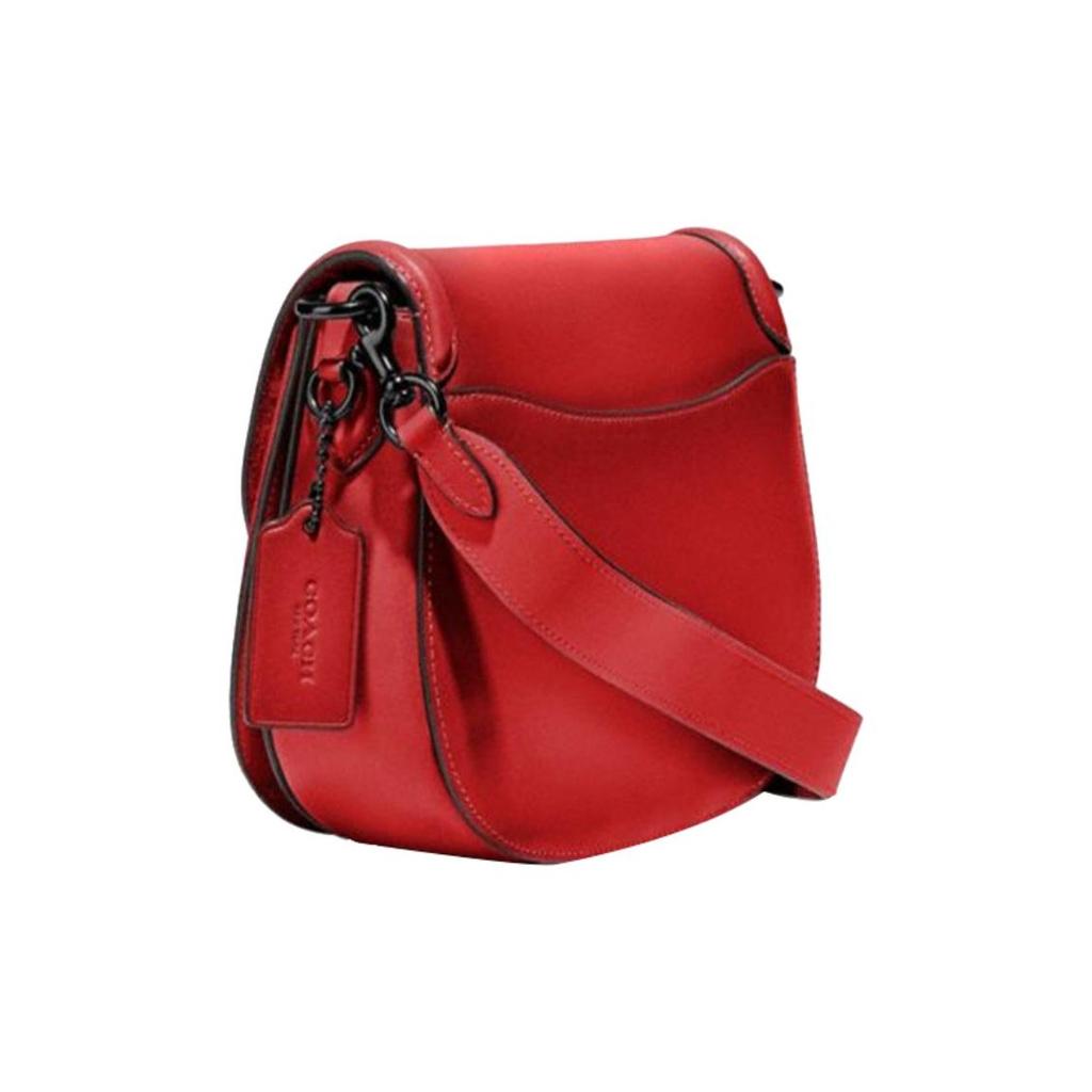 Coach Beat 23 Vintage Flap Leather Saddle Bag Women Shoulder Bag Red C3738-B4TFM
