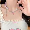Korean Exquisite Retro Flower Love Heart Beaded Necklace For Women Personality Simple Cool Clavicle Chain Fashion Jewelry