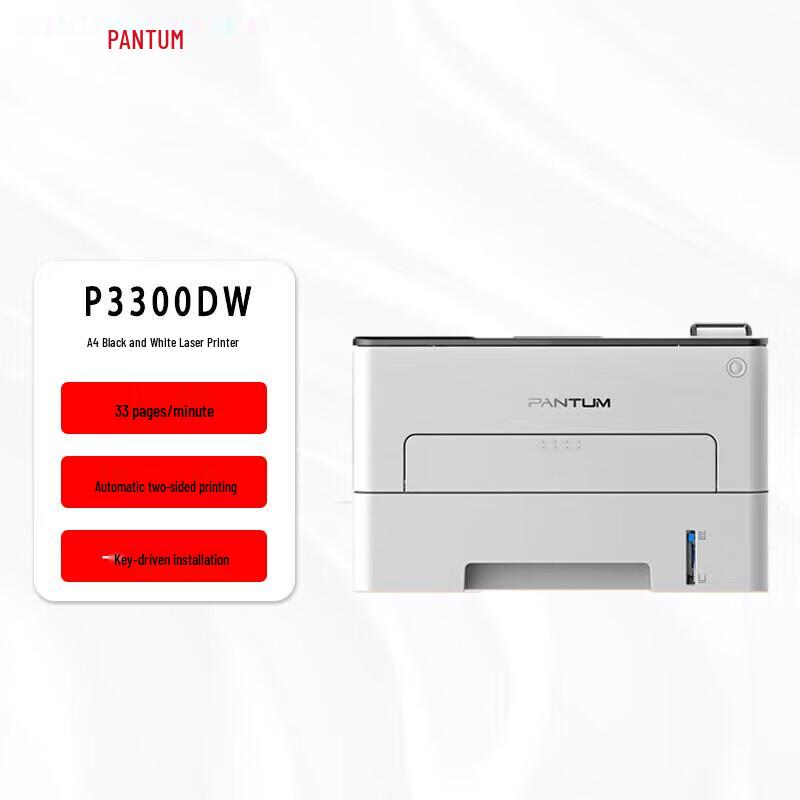 

Pantum P3300DW Black & White A4 Laser Printer CN plug (adapter included)