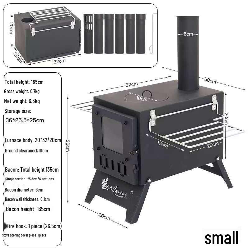 Compact Multi-Functional Wood Camping Stove: Portable, Foldable with Chimney, Ideal for Outdoor Heating & Barbecue