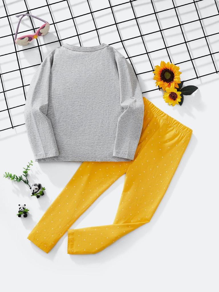 2025 New Comfortable Children's Pajama Set: Girls' Loose European & American Style Sweatshirt for Spring, Autumn, Winter