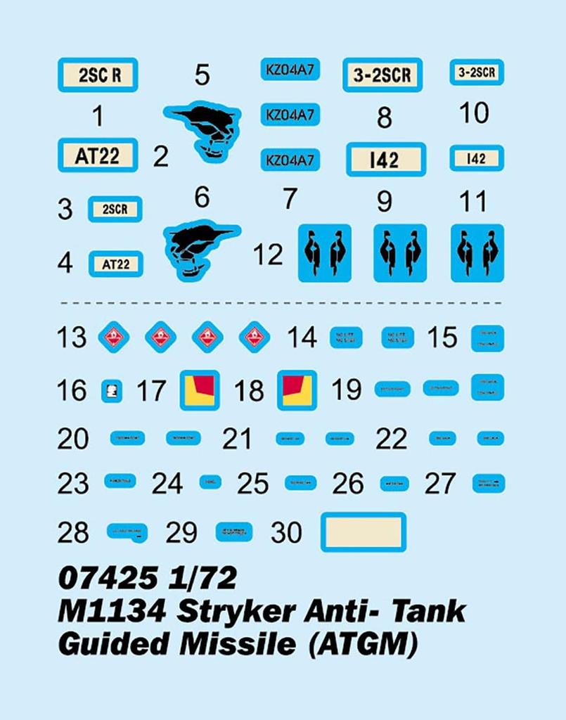 Trumpeter American M1134 Stryker ATGM Plastic Model 07425 1/72