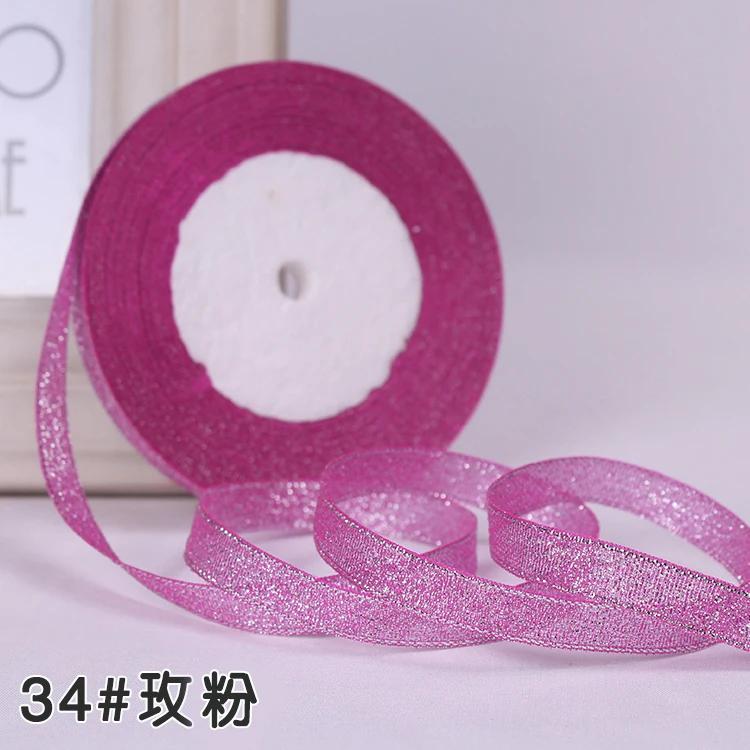 6mm 10mm 15mm 20mm 25mm 40mm 50mm 25 Jardów Złote Srebrne Brokatowe Wstążki Owijanie Prezentów Ślubnych Boże Narodzenie Halloween Impreza DIY Rękodzieło