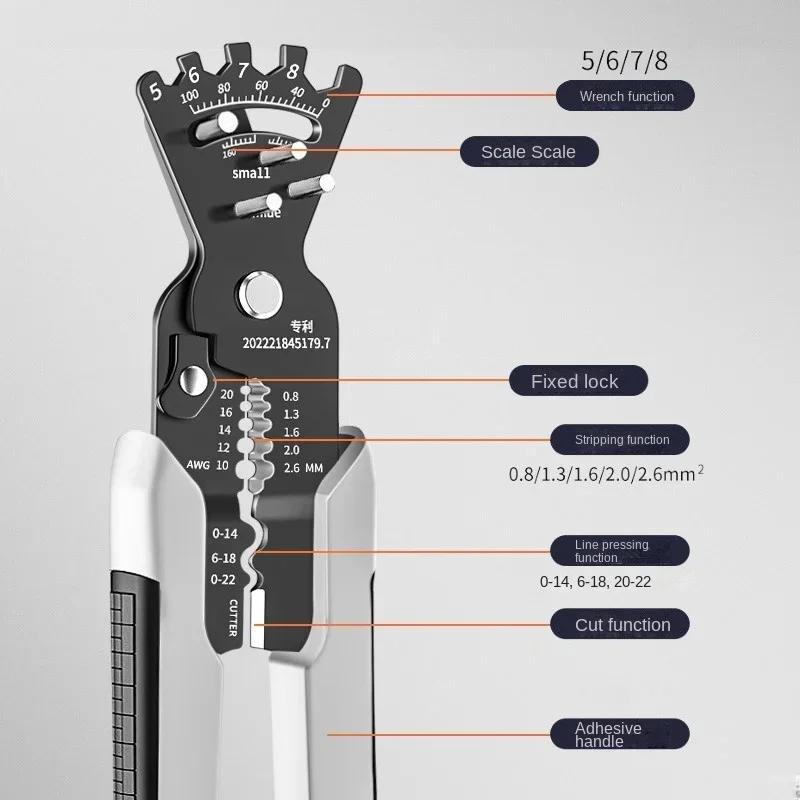 Multifunktionale Spezial-Abisolierzange für Elektriker, zum Schneiden von Drähten, Abisolieren, Hautpressen, Drahtwickeln, Schere