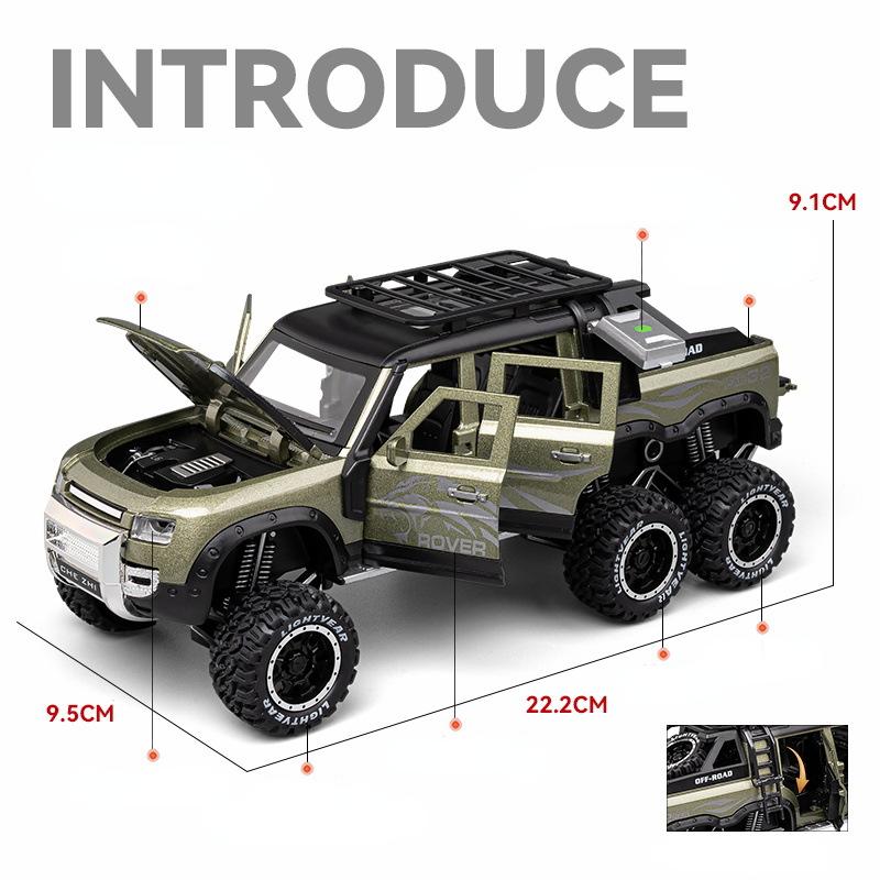 1:24 Defender 6X6 High Simulation Diecast Car Metal Alloy Model Car Children's toys collection gifts C334