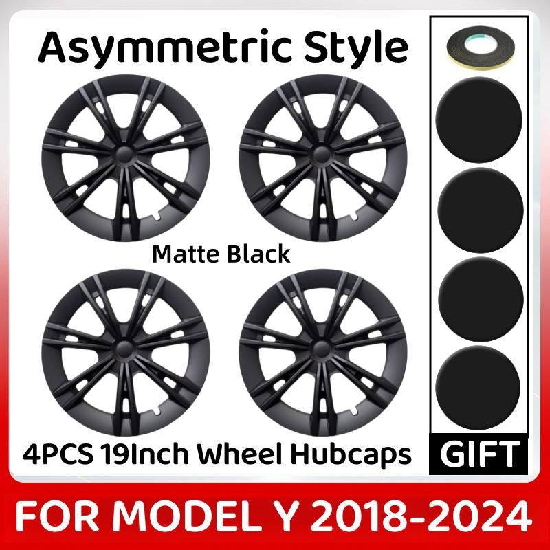 

4PCS HubCap 19 Inch Wheel Caps Automobile Performance Replacement Hub Cap Full Rim Cover Accessories For Tesla Model Y 2020-2024 TESLA матовый черный