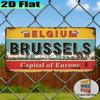 2D Flat Brussels Retro License Plate Frame, Waterproof Aluminum Car Tag Cover, 5.9x11.8in Vintage Urban Decor