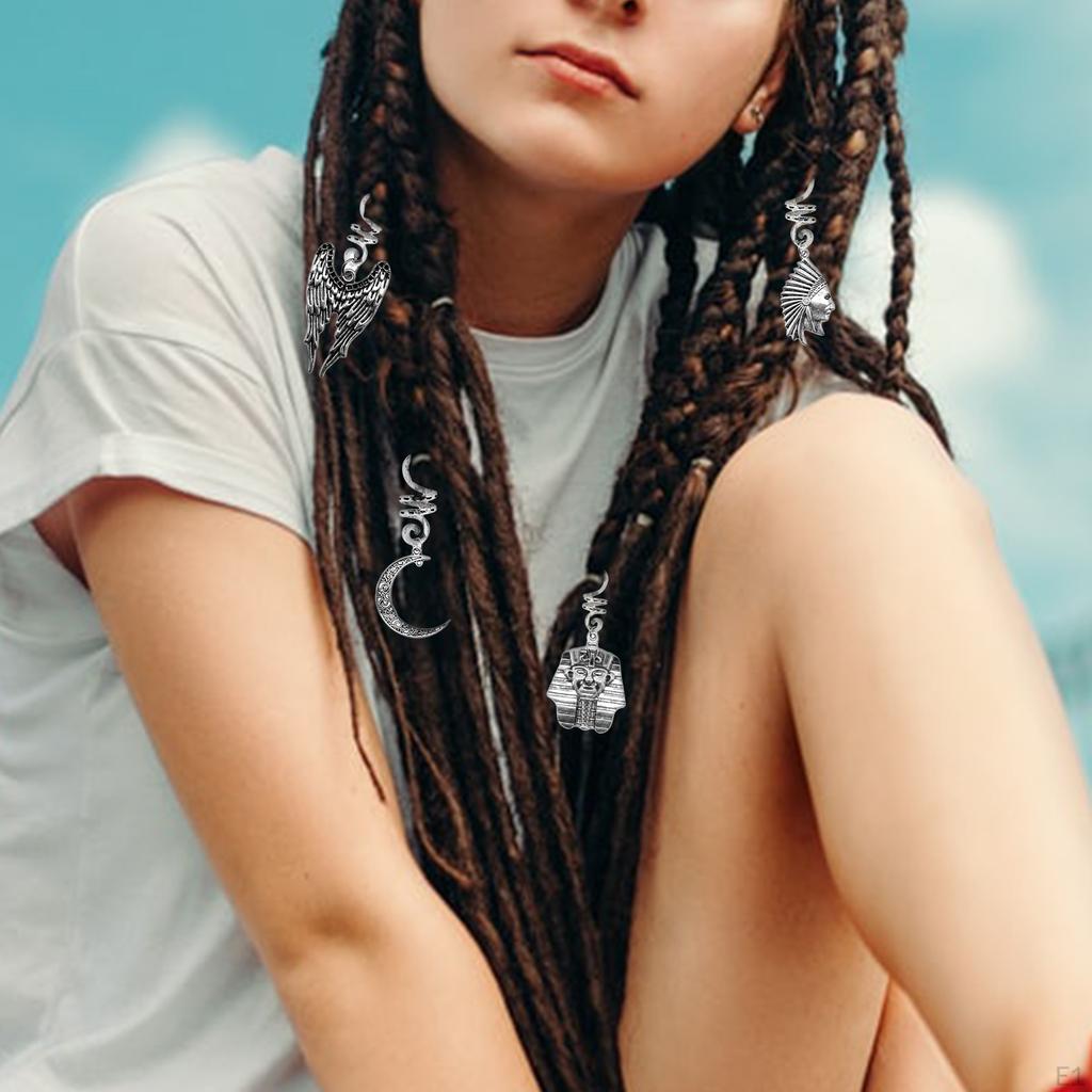 20 Pièces Anneaux de Tresses de Cheveux Dreadlocks Décorations Accessoires Pendentifs Spirale Perle avec
