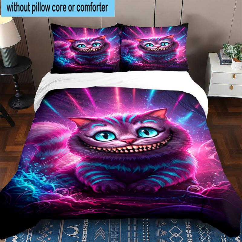 3PCS WonderlCat Fantasy Bedding Set,Including 1pc Duvet Cover And 2pcs Pillowcases Perfect for Bedroom, Dormitory, Fan Christmas Gift