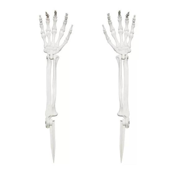 Halloweenská dekorace kostry s kolíkem Realistická kostra ruka paže s kolíkem do trávníku Venkovní lebka kost dvora cedule pro zahradu trávník hřbitovní dekorace