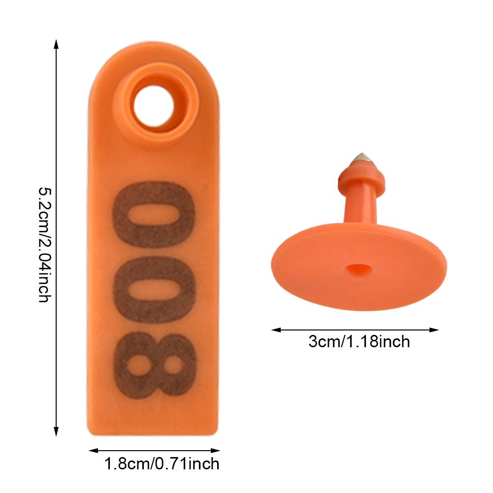 1-100 Number Plastic Livestock Ear Tag Animal Tag for Goat Sheep Pig (Orange)